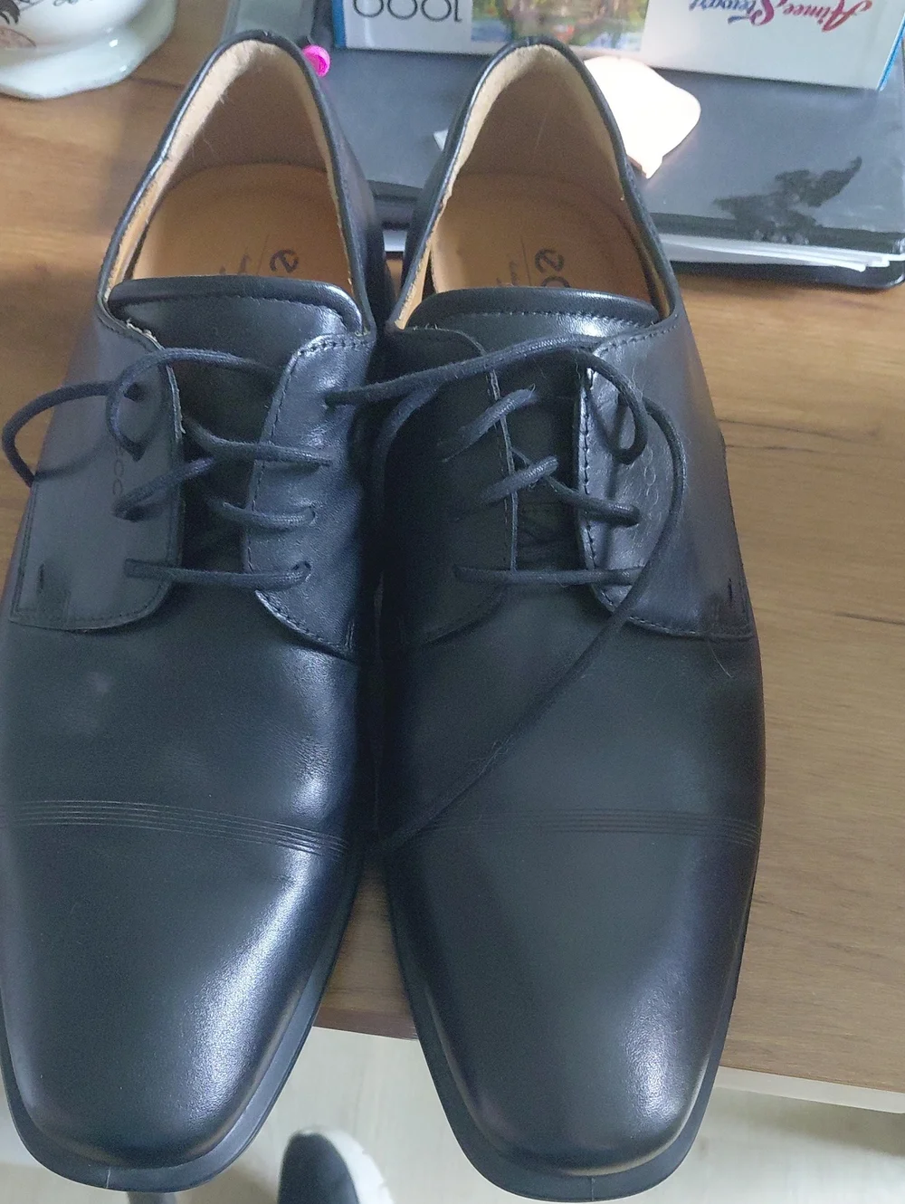 Ecco Black Men's Leather Derby Lace-Up Shoes